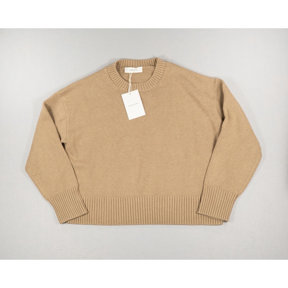 Everlane The Organic Cotton Crew Sweater Women's M Beige Tan Crewneck NWT